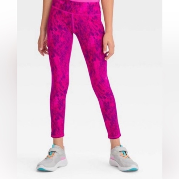 all in motion Other - Girls Neon Pink Mid Rise Leggings All in Motion Purple Squiggles